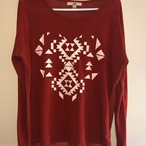 Large long sleeve blouse with open chiffon back